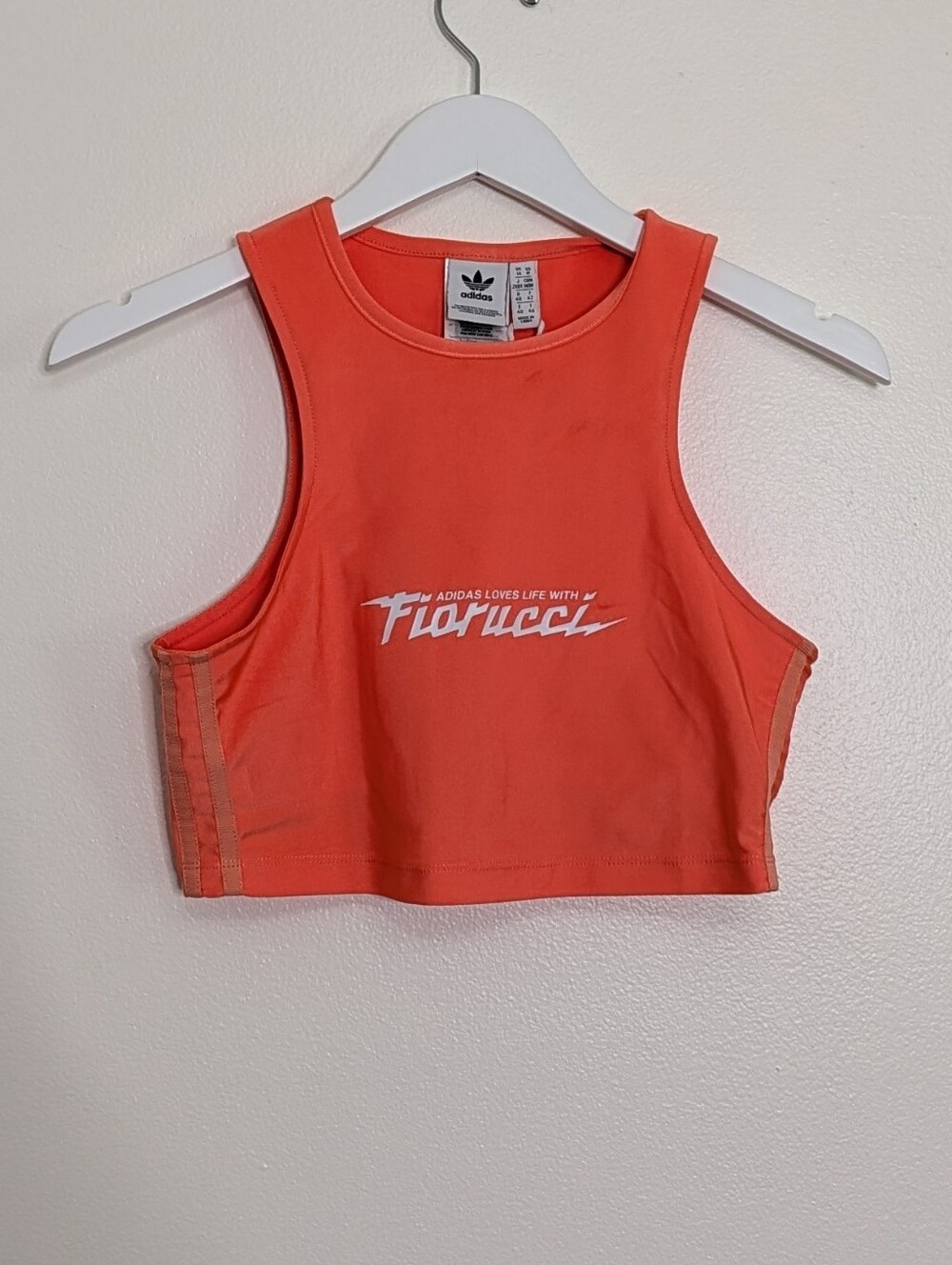Adidas Tank Women's Medium Orange Crew Neck Fiorucci Workout
